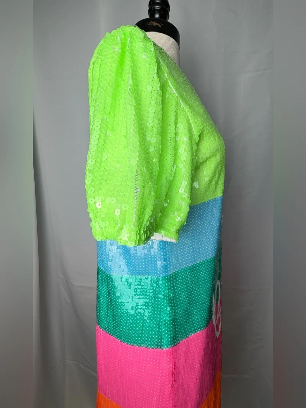 WHY Dress It’s My Birthday Rainbow Sequin Shift Dress Size Small Party Vegas.
